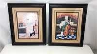 Pair of 2 Framed Chef Prints