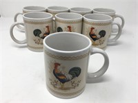 Lot of 8 Rooster mugs