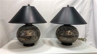 Pair of Hammered Silver Table Lamps