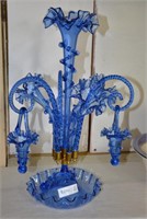 Blue Glass Luster Lamp