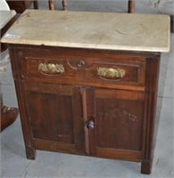 Marble top Wash Stand with Brass Pulls- Decorative
