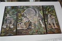 Three Panel Wolf Family Art Prints