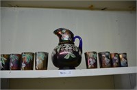 1 Pitcher &  8 Cups Northwood Carnival Glass