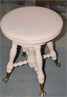 Painted Clawfoot Antique Piano Stool