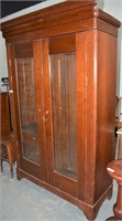Antique Armoire Wardrobe w/ Glass Front