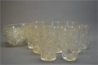 Multiple Design Cut Glass Tumblers and Bowls