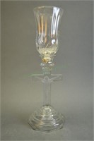 Vintage Clear Glass Crucifix Candle Holder