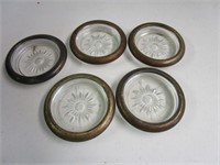 Vintage silver plated  & glass coasters with