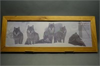 Framed Gray Wolf Pack in the Snow Photograph