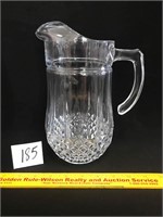 Large Cut Glass/Crystal Pitcher w/Ice Lip
