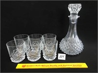 Large Cut Glass/Crystal Decanter w/Stopper with 6
