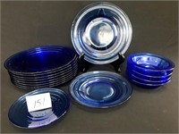 Group Lot of Cobalt Blue Dishes 8 Plates - 9"; 8"