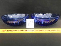 Lot of 2 Vintage Cobalt Blue Glass Bowls