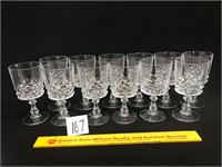 Set of 12 Cut Glass or Crystal Stem Glasses