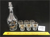 Glass Decanter w/Matching Cups Made in Italy