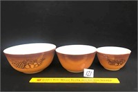 Lot of 3 Pyrex Old Orchard Mixing Bowls