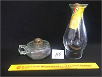 2 Pc. Lot - Vintage Hand Held Oil Lamp and Oil