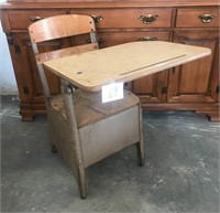 Vintage Wooden School Arm Chair Desk