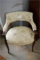2 Matching Vintage Arm Chair Wood & Upholstered
