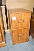Vintage Wooden 2 Drawer File Cabinet 29 1/2" T X