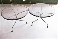 (2) Wrought Iron Small Round Tables 17" T  X 24"