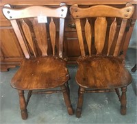 Matching Pair of Vintage Dining Chairs Wooden -