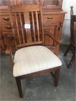 Wooden Captain's Chair w/Upholstered Seat