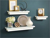Decorative White Wood Wall Shelf Set of 3pcs