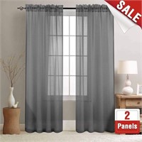Sheer Curtains Grey 84 inch Window Curtains for