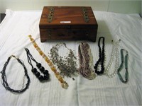 Jewelry Box and 6 Choker length Necklaces