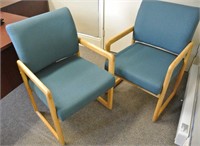 Pair of Wood Frame Fabric Upholstered Chairs