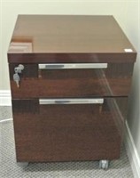 Lacquered Finish Wooden File Side Cart