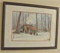 Canadian Winter Log Cabin Framed Print