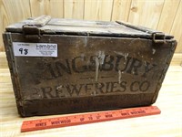 Antique Kingsbury Brewies Company Wooden Shipping