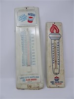 (1) Pepsi & (1) Standard Oil Tin Thermometer