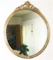 Antique Round Wall Mirror in Gold Frame