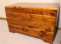Cedar Hope Chest w/ Wool Blankets, Old Records..
