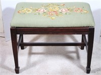 Needlepoint Covered Piano Bench