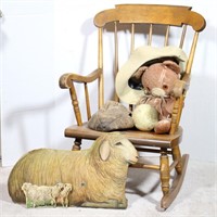 Collection of Vintage Toys & Child's Wood Rocker