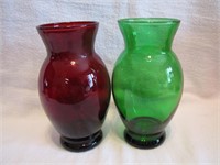 2 Anchor Hocking 6&3/8" Vases