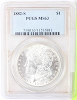Coin 1882-S Morgan Silver Dollar PCGS MS63