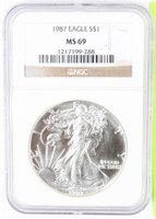 Coin 1987 Silver Eagle NGC MS69