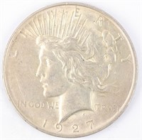 Coin 1927-D  Peace Silver Dollar Almost Unc.