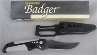 SCHRADE Badger SX23, 8" Fixed Blade Knife & Sheath
