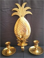 Brass Candle Sconce and Candle Holders