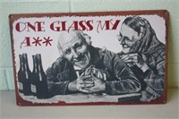 Tin One Glass Sign 10 x 16