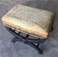 Antique wooden upholstered stool