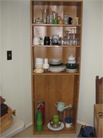 Book shelf  + Kitchen Lot of Glass and Assorted It