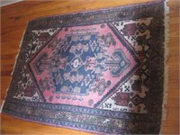4'6” x 3' 4” wool hand knotted rug – Red, Black,