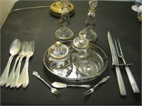 Lot of hand painted Glass & Flatware